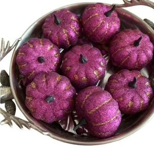 Hot Pink 8‎ Glitter Pumpkins 2”